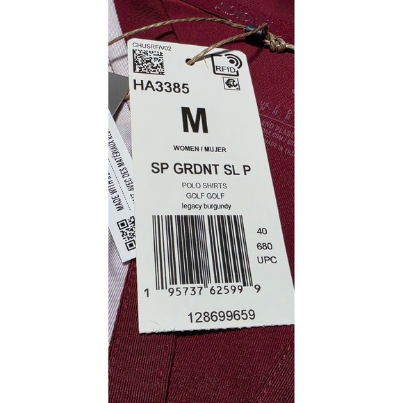 Adidas Gradient Sleeveless Polo Womens M Burgundy HA3385 Golf Shirt NWT Active - Picture 3 of 10